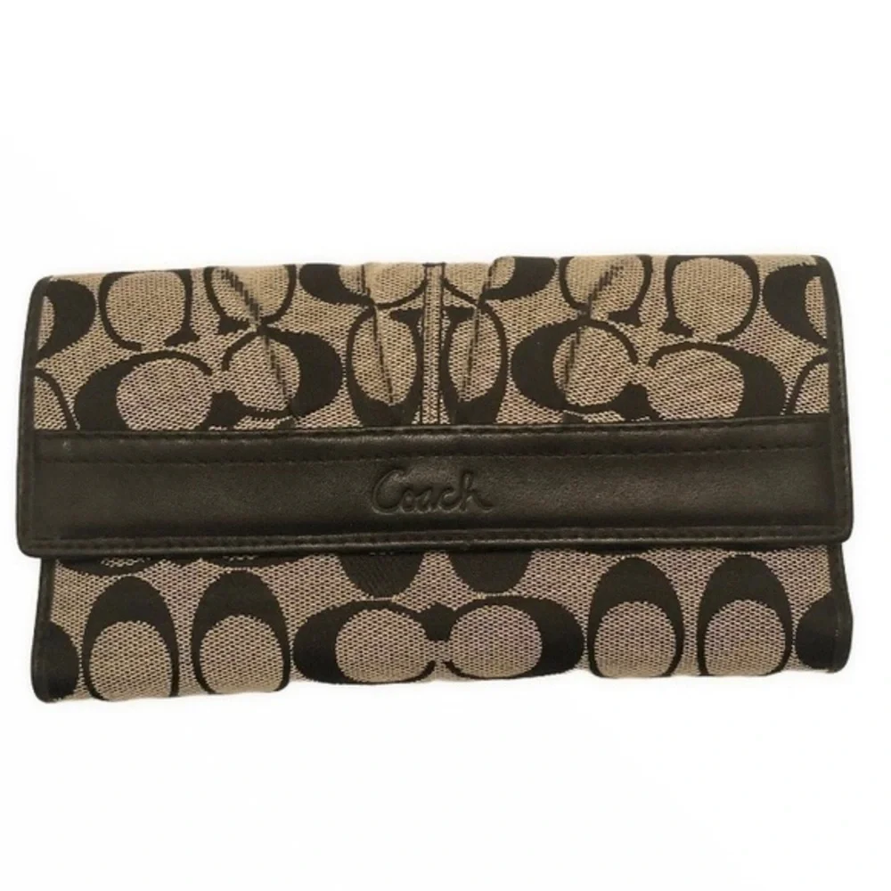 Coach signature Ashley jacquard & leather wallet